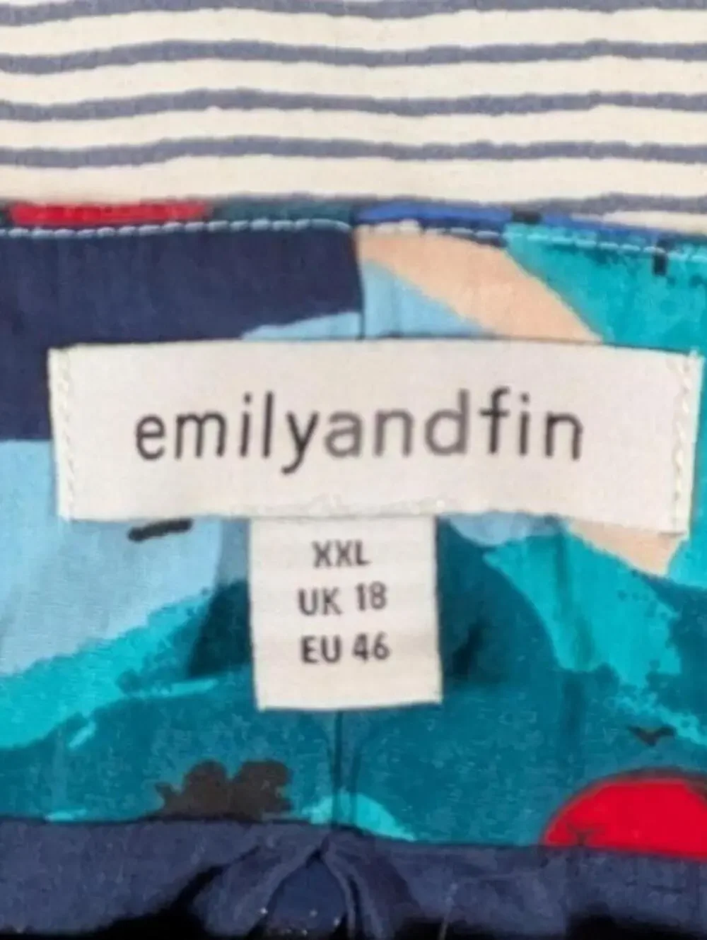 Emily & Fin XL Blue Orange Lucy Road Trippin Tropical Camper Cotton Dress - Picture 2 of 11